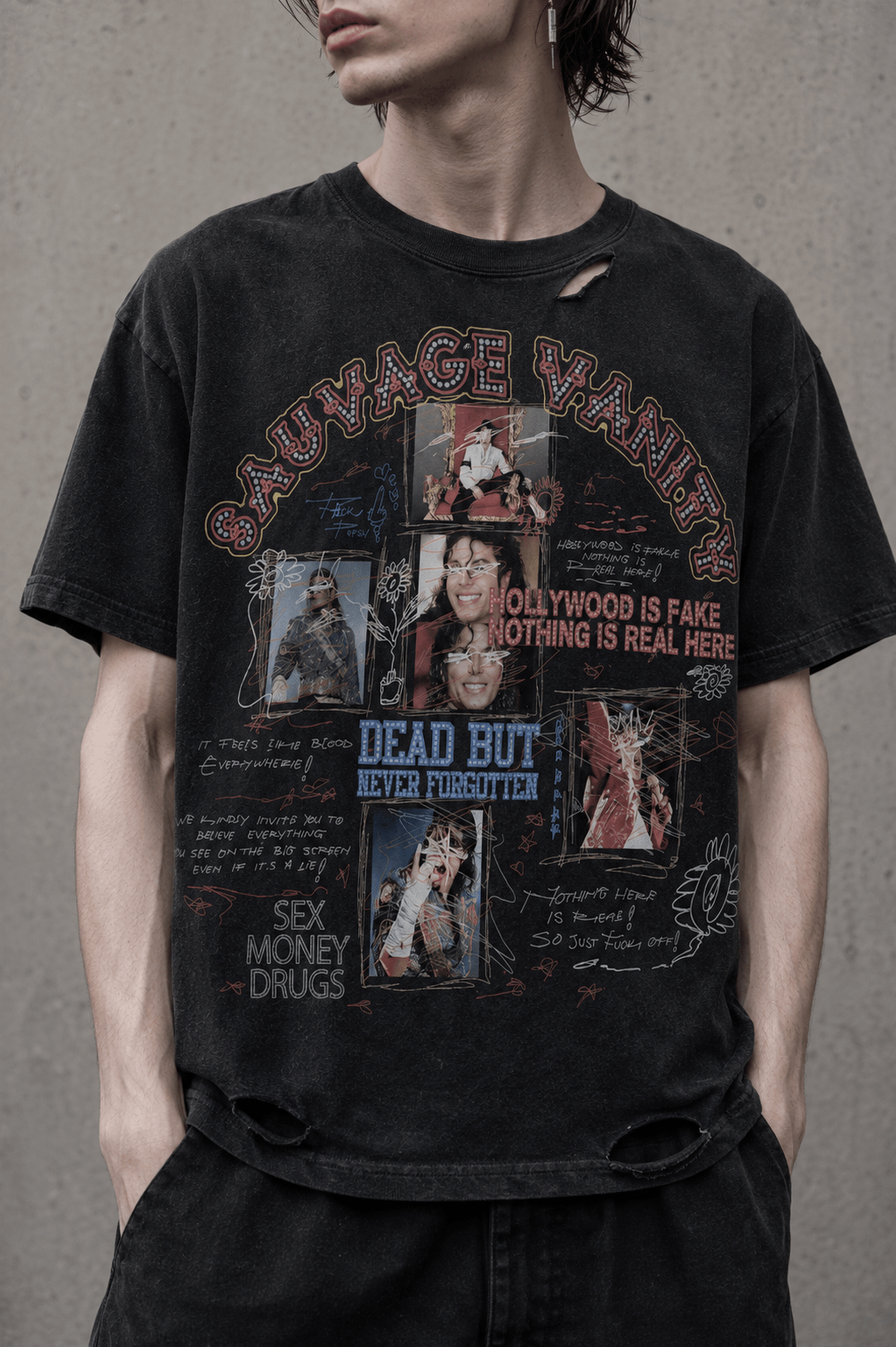 "Hollywood Is Fake" Vintage Tee - sauvage clothing