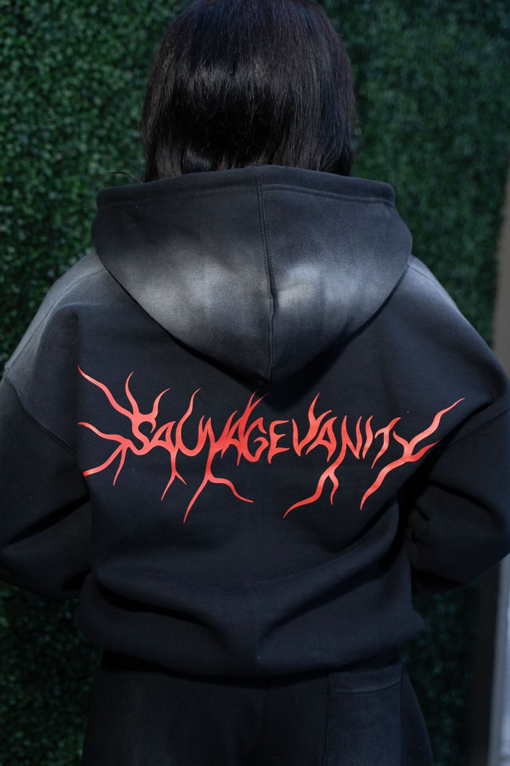 Sauvage "Inferno Skull" Hoodie Black - sauvage clothing